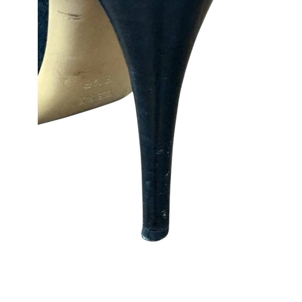 Gucci Guccissima Scarf Bow Heels Black Open Toe Pumps Ribbon Size 9.5 Luxury - Picture 10 of 14